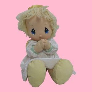 Vintage Precious Moments Praying Angel Plush Doll Yellow Yarn Hair  2002
